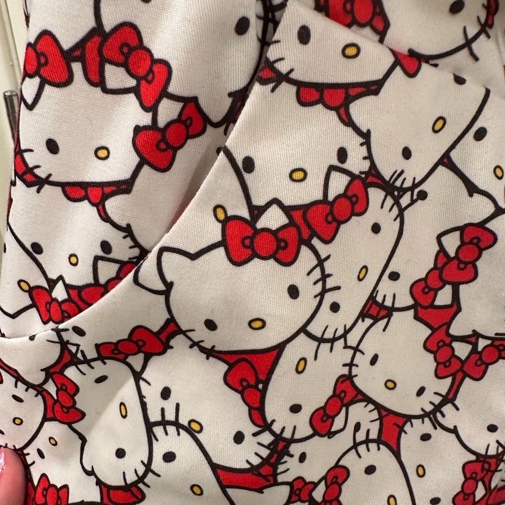 Unique Vintage White and Red Hello Kitty Print Romper with Black Bow - Picture 4 of 8